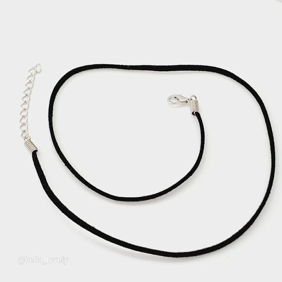 2mm Black Suede Leather Necklace Cord with Lobster Clasp - Picture 1 of 4